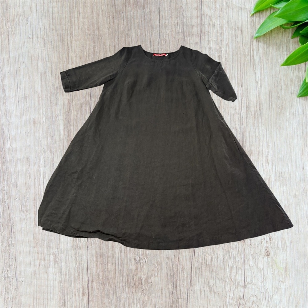 Pyne & Smith Clothiers Black Linen Shift Dress XL European Flax Made in USA - Picture 4 of 7